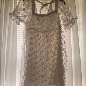 entro White Sheer Butterfly Mini Dress